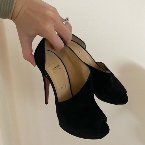 AUTHENTIC CHRISTIAN LOUBOUTIN VEAU VELOURS VERITA 150 BOOTIES 39 SUEDE BLACK - Picture 14 of 16